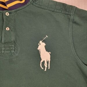 VTG Polo Ralph Lauren Big Pony Pop Collar Green Short Sleeve ShirtMen's Size 2XL